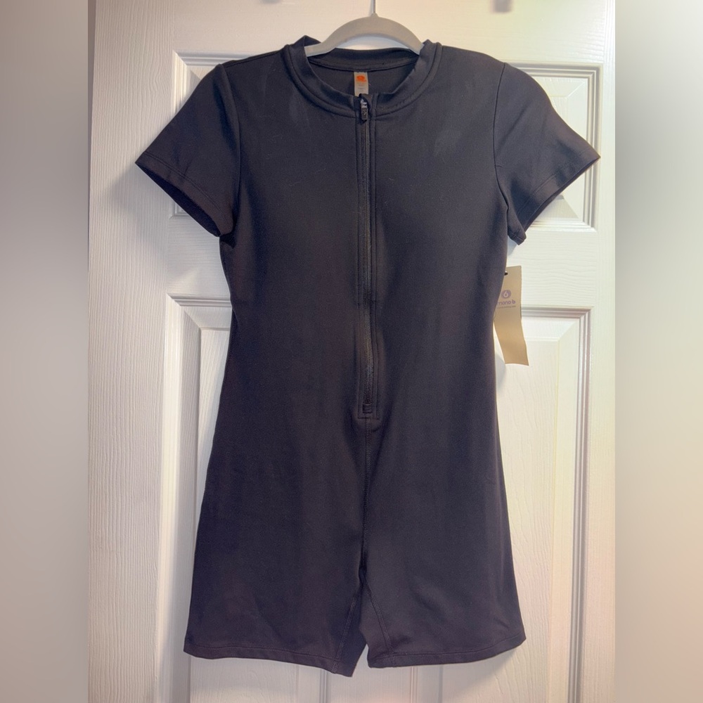 Mono B Black Zip-Up Spandex Blend Romper
